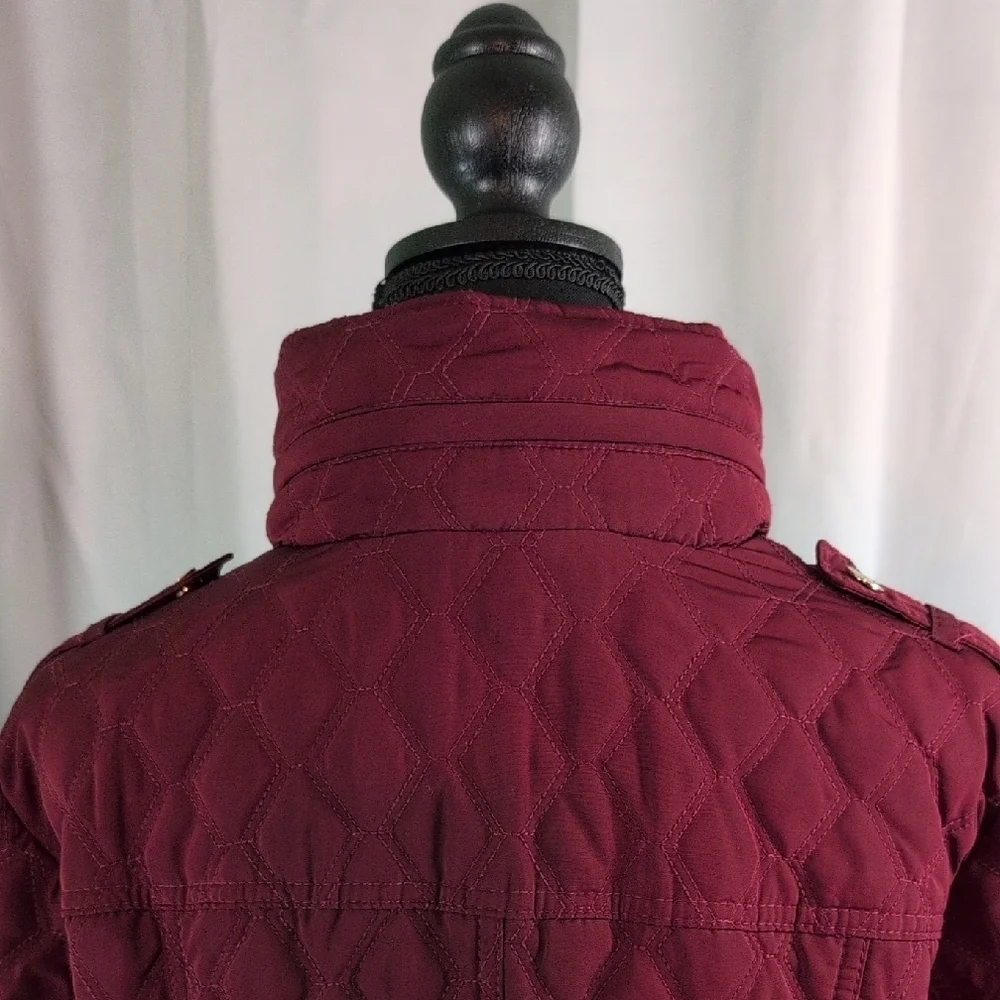 Michael Kors Maroon Puffer Jacket with Quilted Design‎